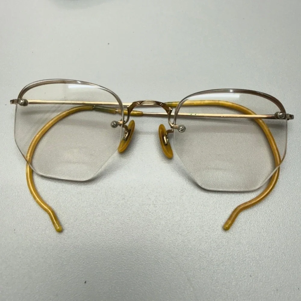 Vintage Gold Filled Wire Frame Glasses with Case Signed